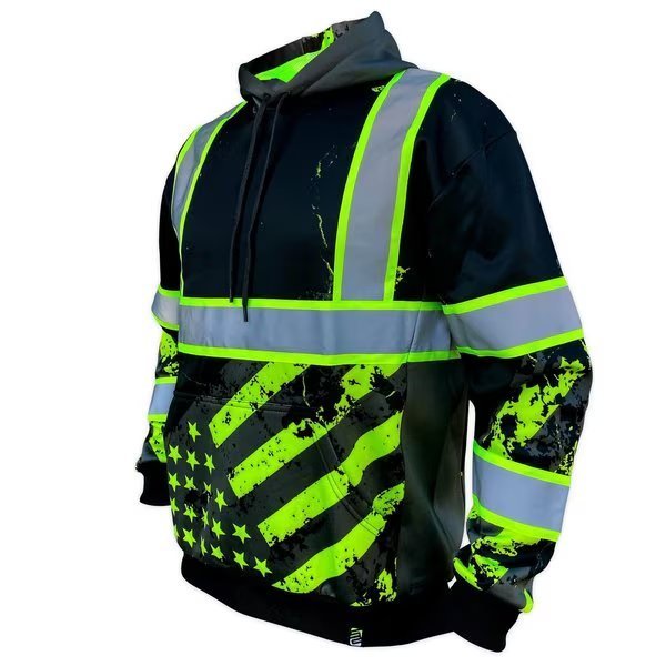 SS360 Stealth American Grit Enhanced Visibility Hoodie, Black, S, Safetyshirtz, Mfr#: 65120503S